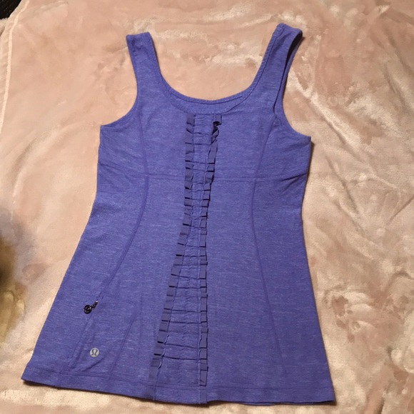 lululemon athletica Tops - Lululemon Heather Purple Sleeveless Front Ruffle Scoop Neck Yoga Top